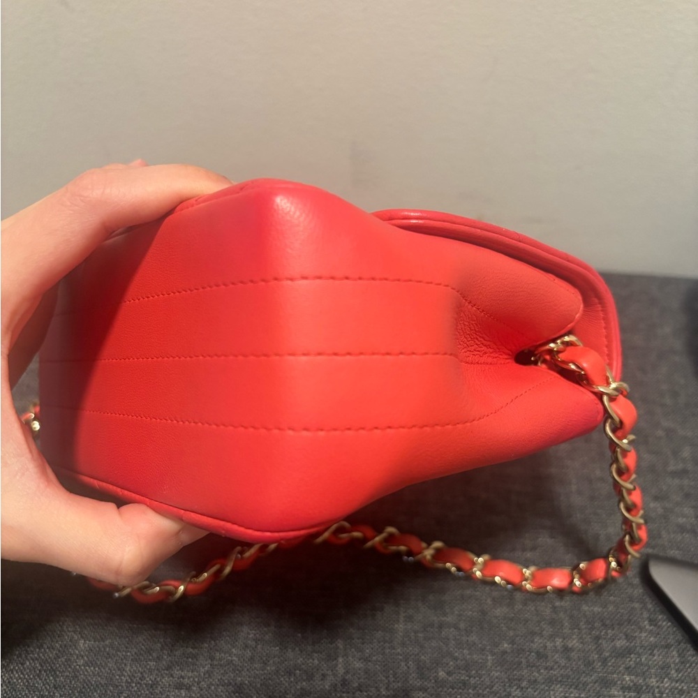 Chanel Red Chevron Mini Square Flap Bag - Picture 9 of 12